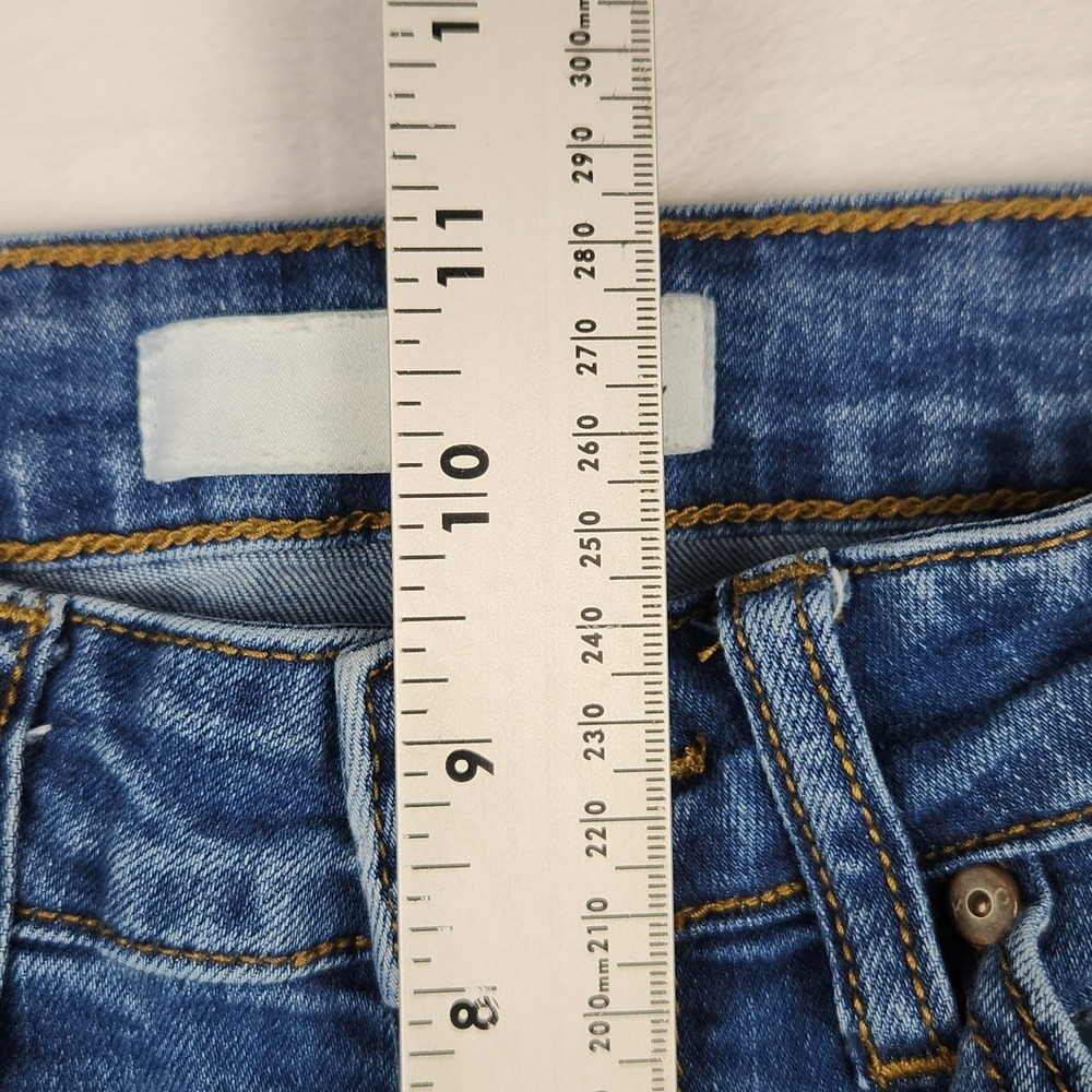 KanCan Jeans Womens Size 5/26 Mid Rise Flare Raw Hem Blue Denim Pants - Picture 9 of 10